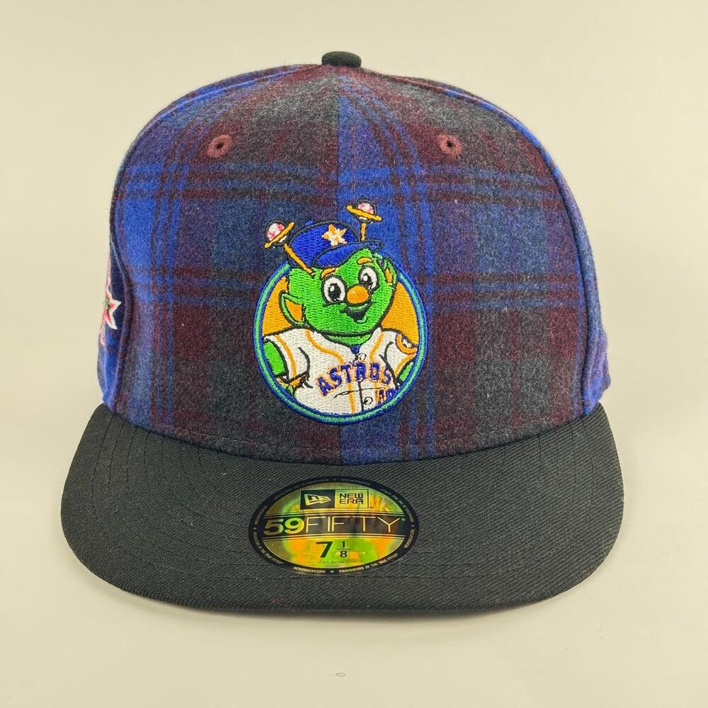 New Era 59Fifty Houston Astros Sz 7 1/8 MLB Plaid Flannel Mascot Fitted Hat NWT - Picture 2 of 6